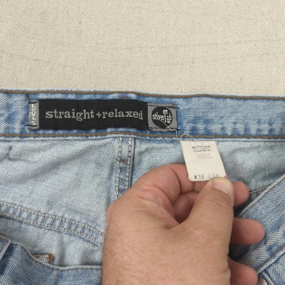 Vintage Levis‎ Jeans Mens 36x34 Blue Silvertab Straight Relaxed 90s Made in USA